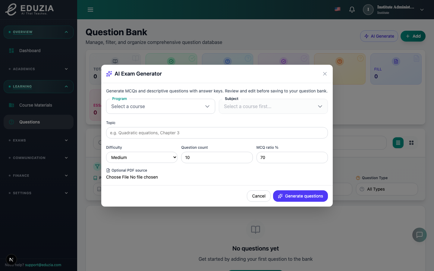 AI exam generator