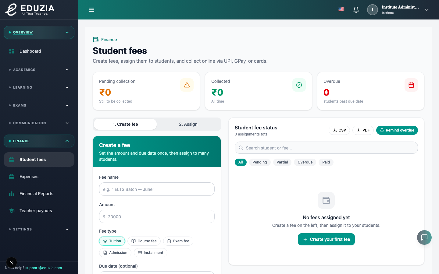 Fee management
