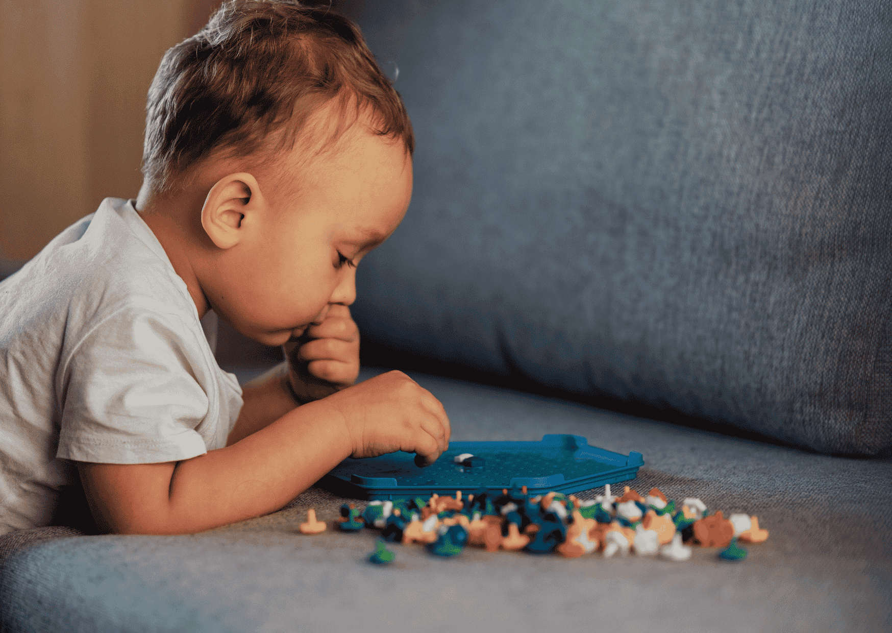 small kids thinking while playing 