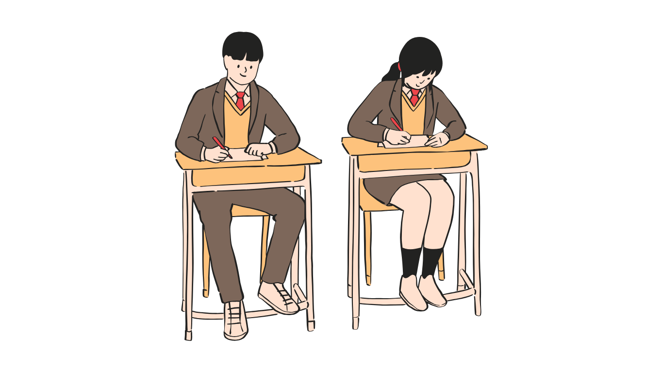 2 students writing exam