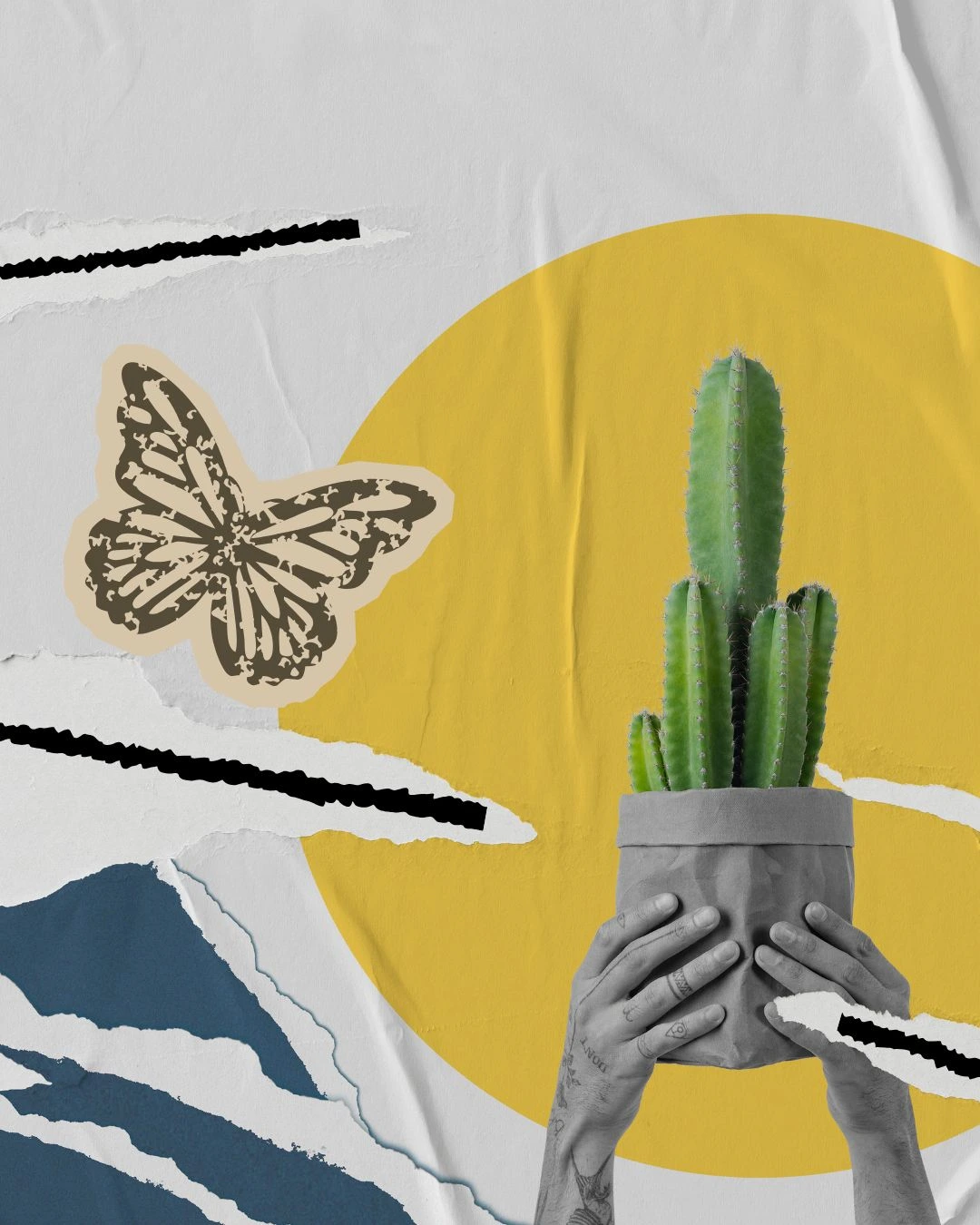 Nature Collage Art Paper craft ideas for kids with paper