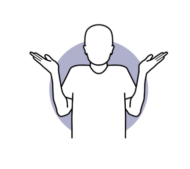 Illustration of a person shrugging with both hands raised, indicating confusion or uncertainty.