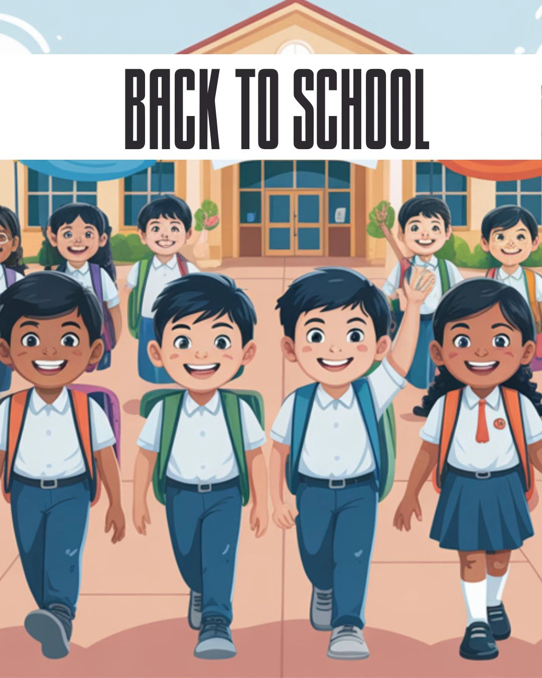 Smiling students on first day of school opening date 2025 in Tamil Nadu, ready for the new academic year.