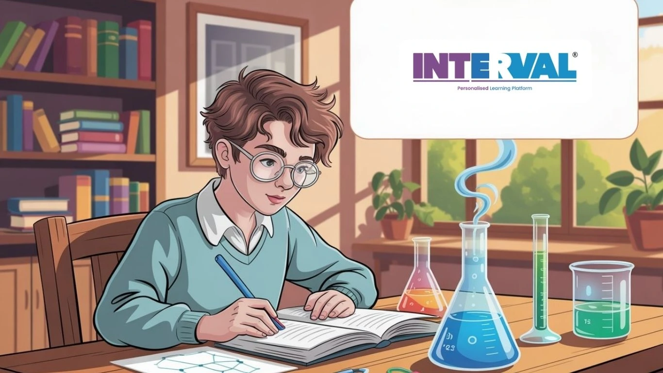 Student studying with lab glassware in classroom, Metallurgy class 10 chemistry revision notes for quick exam prep and concept review.