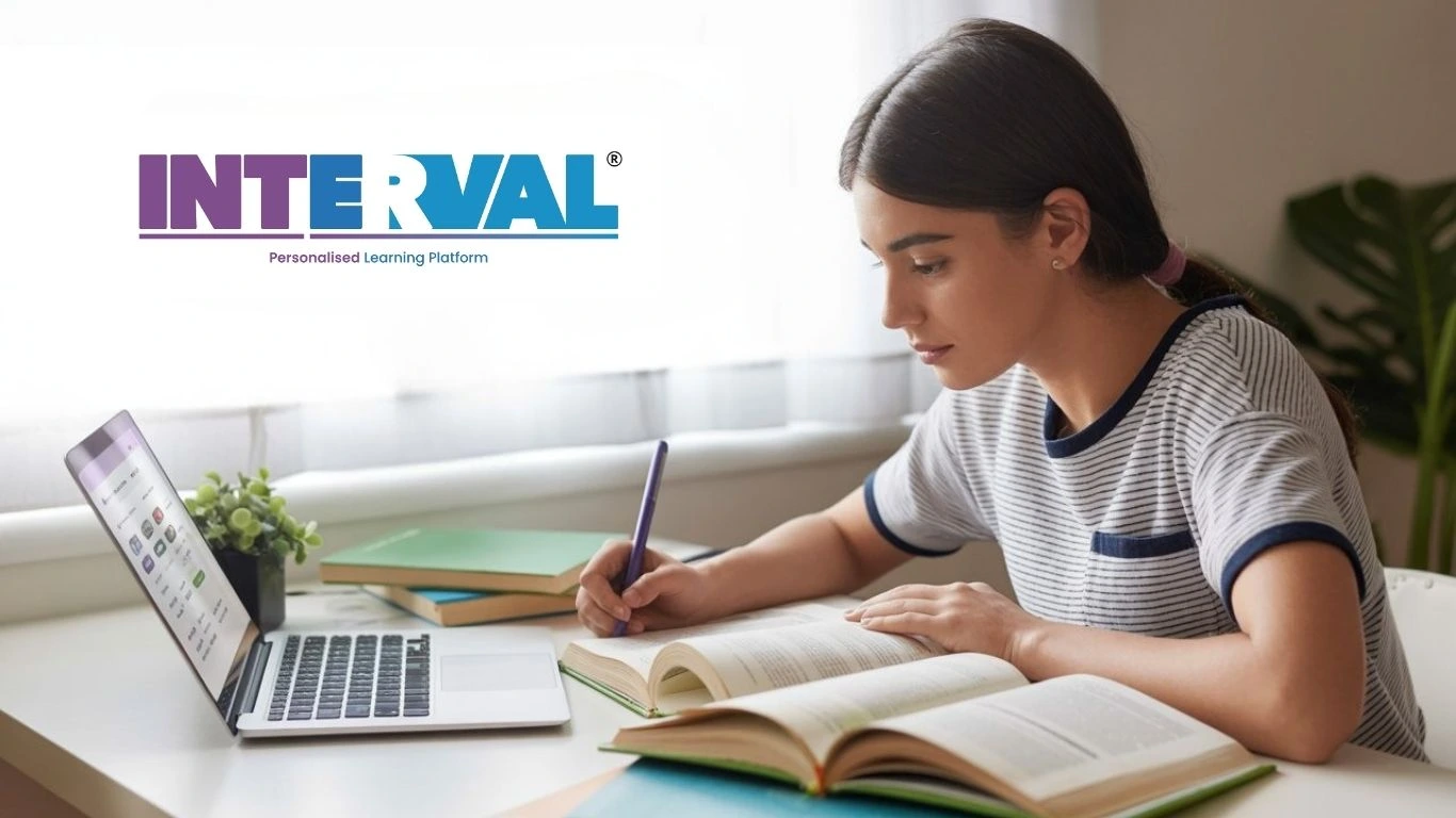 Student studying with laptop and books during online tuition in Kerala for Class 8 to 10, personalized one-on-one learning for CBSE, ICSE, and State Board exam preparation.