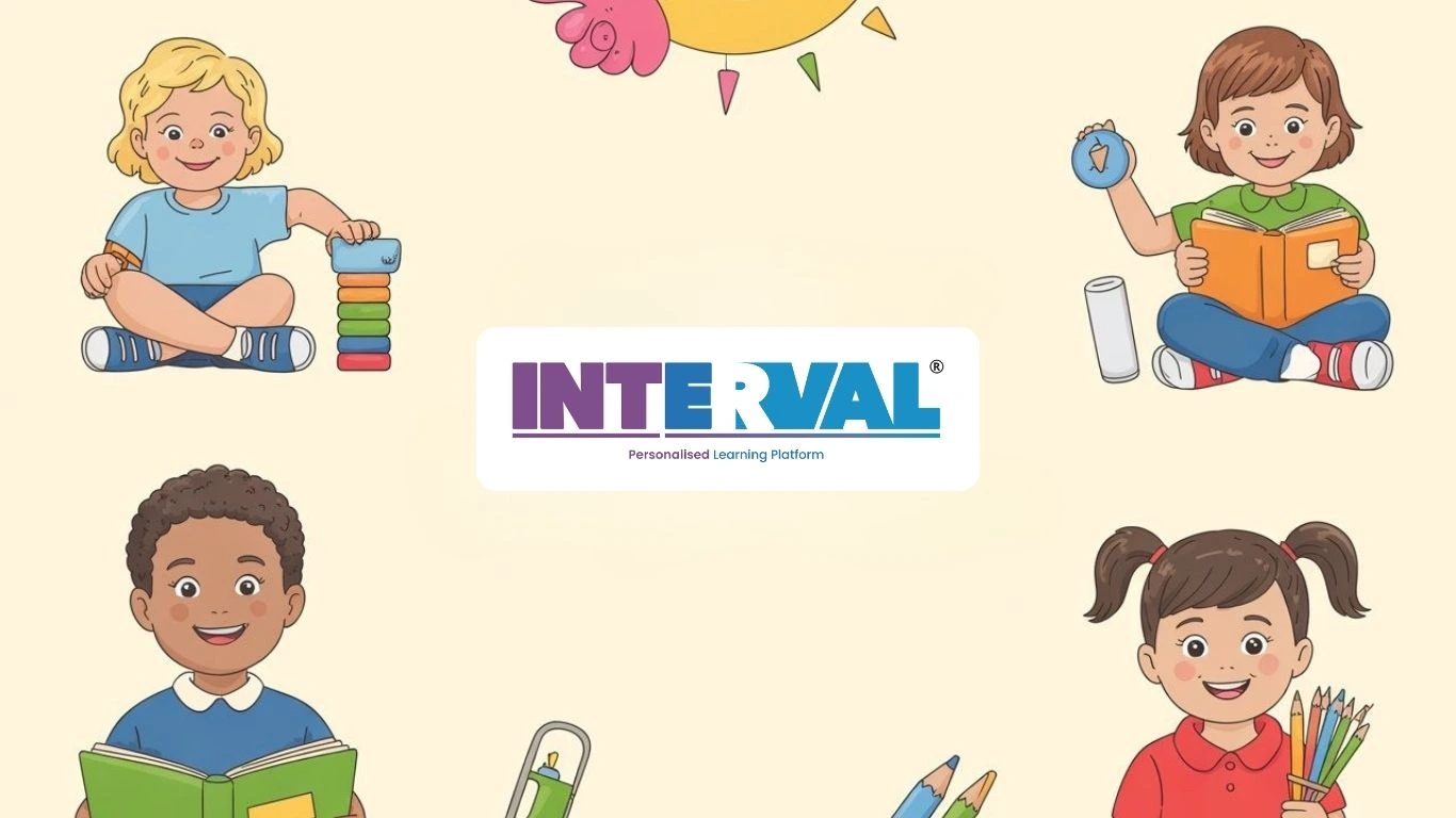  Four diverse, happy children are engaged in educational activities like reading and coloring, focusing on eading for KG1 & KG2.