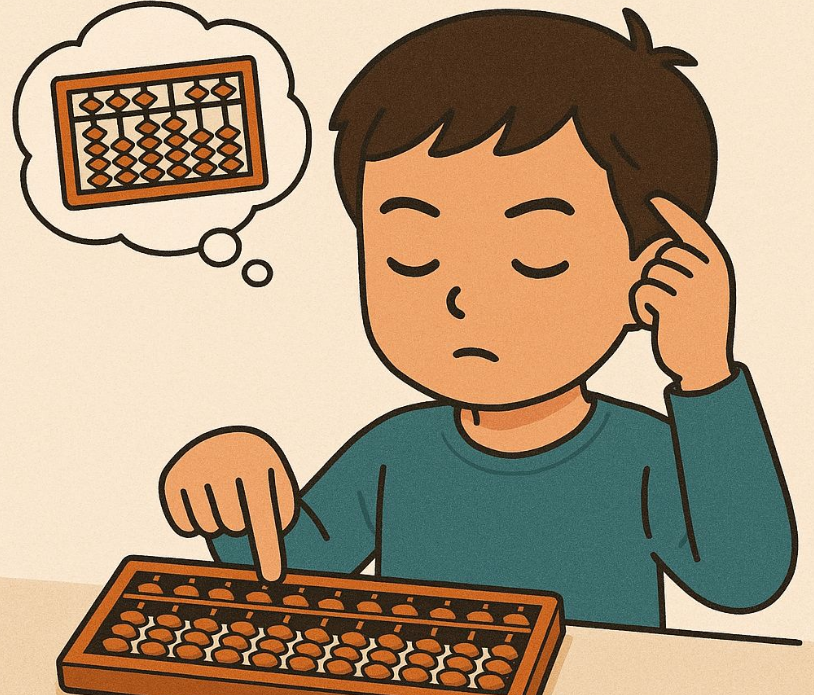 a kid doing Mental abacus practice