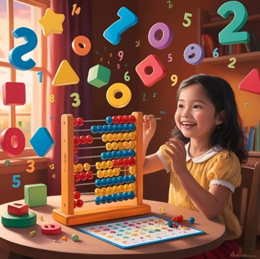 A kid practiecing mental abacus